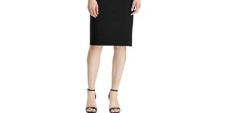 Ralph Lauren Women's Black Belted Long Sleeve V Neck Below The Knee Sheath Cocktail Dress Black Size 6