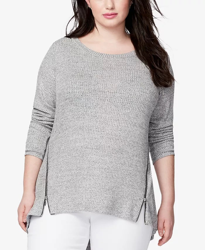 Rachel Roy Women's Trendy Plus Size Zip-Hem Top Gray Size 0X