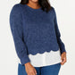 Monteau Women's Trendy Plus Layered Look Top Blue Size 3X