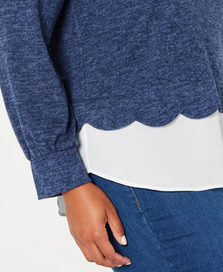 Monteau Women's Trendy Plus Layered Look Top Blue Size 3X