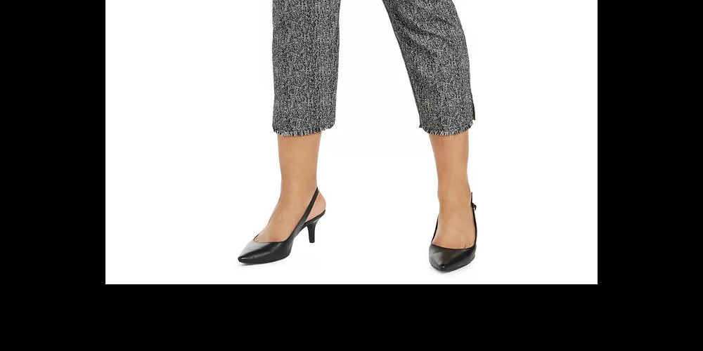 Alfani Women's Plus Size Printed Cropped Pull-On Pants Black Size 14W