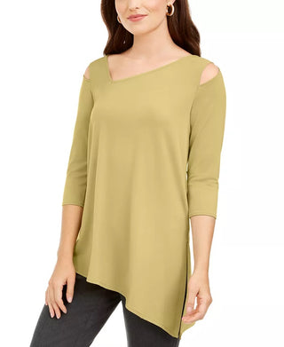 Alfani Women's Cold-Shoulder Asymmetrical Top Gold Size XX-Large