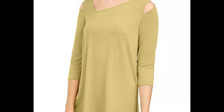 Alfani Women's Cold-Shoulder Asymmetrical Top Gold Size XX-Large