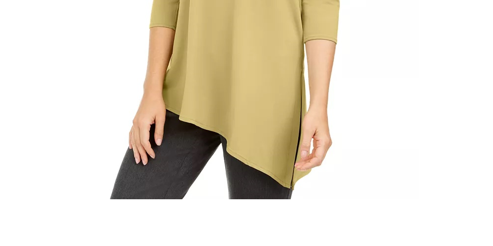 Alfani Women's Cold-Shoulder Asymmetrical Top Gold Size XX-Large