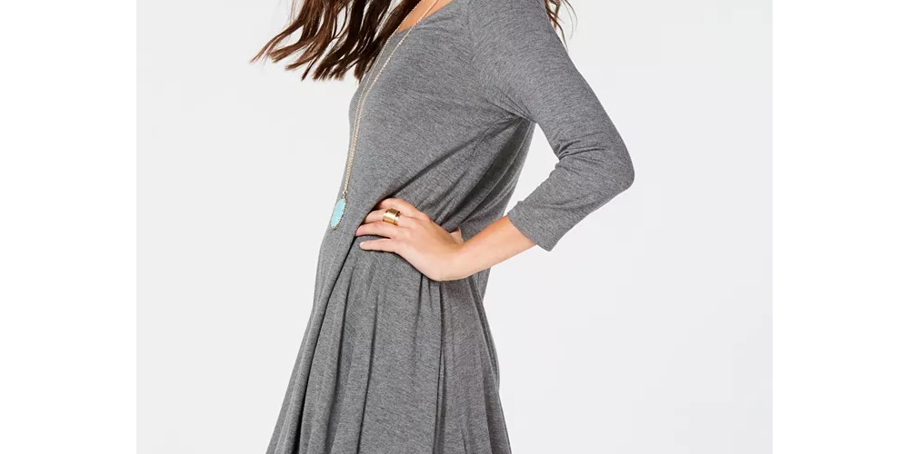 Style & Co Women's Petite Swing Dress Gray Size PL