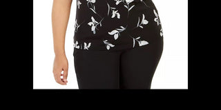 Calvin Klein Women's Plus Wear To Work Printed Blouse Black Size 1X