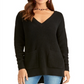 Rachel Roy Women's Knit V Neck Sweater Black Size X-Small