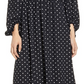Anne Klein Women's Dot Print Smocked Waist Dress Black Size X-Small