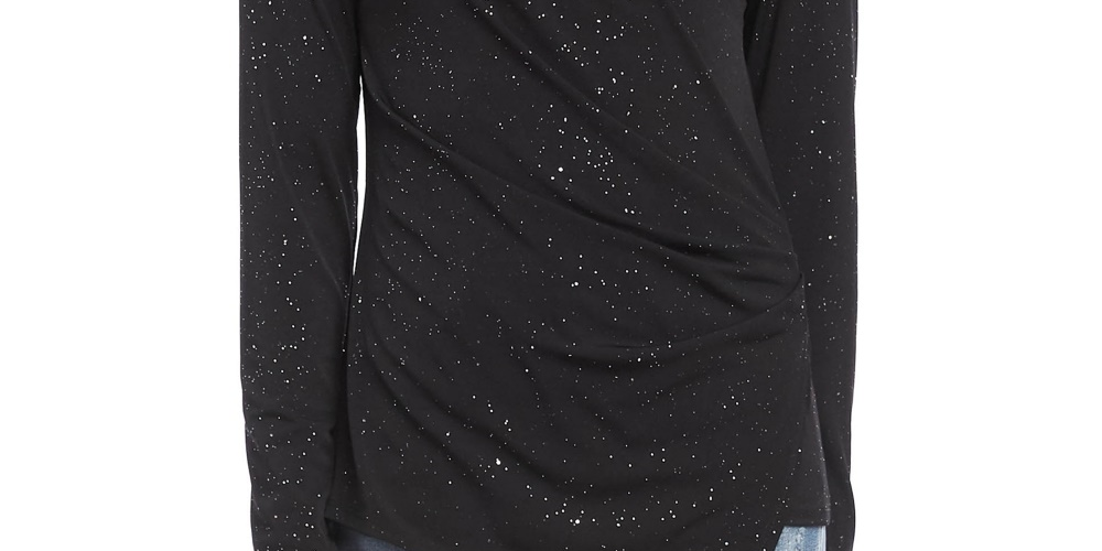 Karen Kane Women's Black Long Sleeve V Neck Top Black Size Large