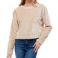 Derek Heart Junior's Ribbed Faux Fur Top Beige Size Small