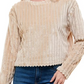 Derek Heart Junior's Ribbed Faux Fur Top Beige Size Small