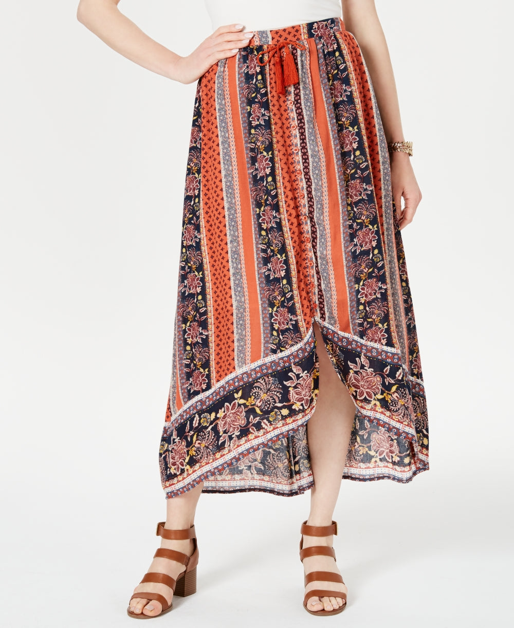 Style & Co Women's Printed High Low Skirt Red Size Large