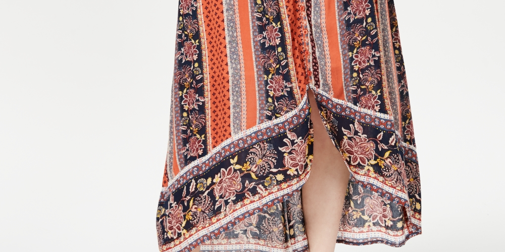 Style & Co Women's Printed High Low Skirt Red Size Large