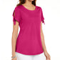 Karen Scott Women's Tie Sleeve T-Shirt Pink Size X-Small