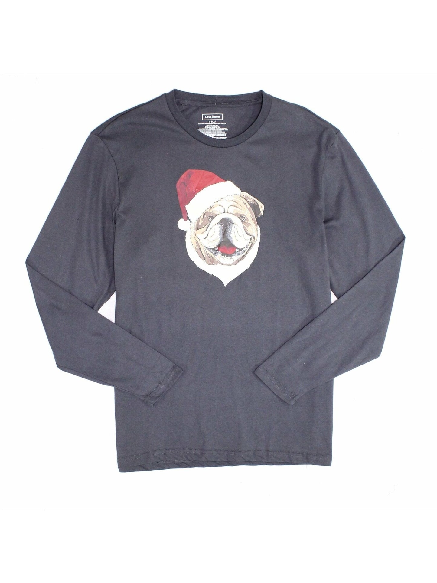 Club Room Men's Graphic Long Sleeve Crew Neck Shirt Gray Size Large