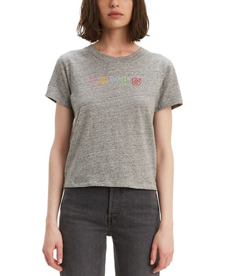 Levi's Women's Cotton Rainbow Logo Graphic T-Shirt Gray Size X-Large