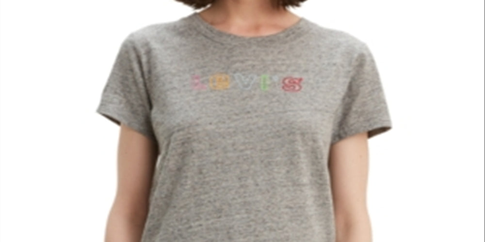 Levi's Women's Cotton Rainbow Logo Graphic T-Shirt Gray Size X-Large