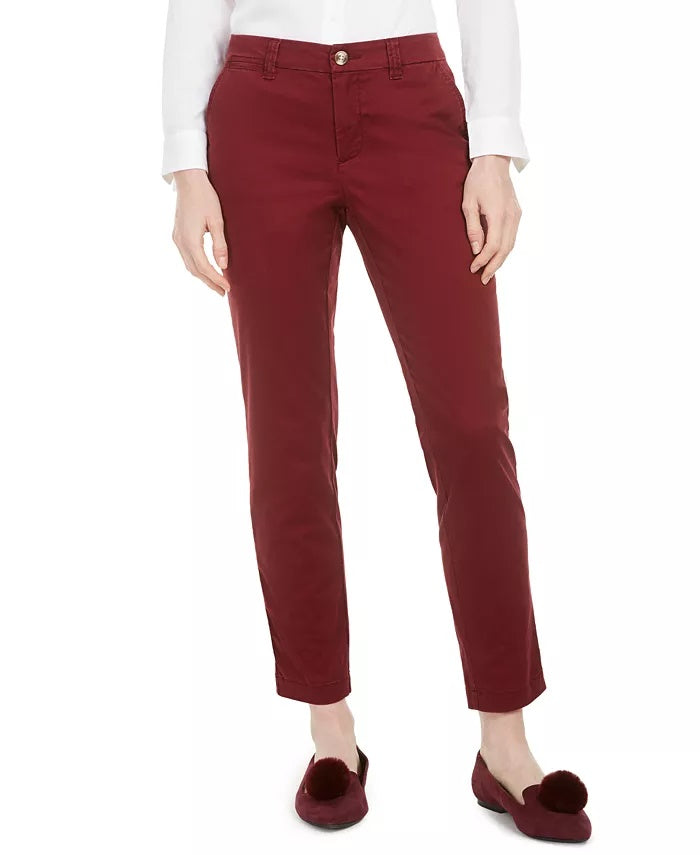 Maison Jules Women's Slim Ankle Pants Red Size 2