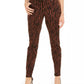 INC International Concepts Women's Printed Curvy Fit Skinny Jeans Brown Size 14