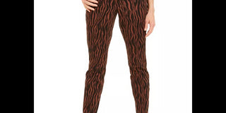 INC International Concepts Women's Printed Curvy Fit Skinny Jeans Brown Size 14