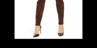 INC International Concepts Women's Printed Curvy Fit Skinny Jeans Brown Size 14