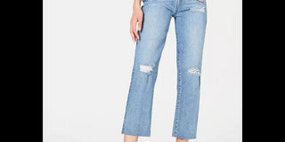 Kendall + Kylie Women's Ripped Cropped Jeans Blue Size 28
