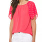 Michael Kors Women's Dotted Sleeve Top Pink Size Small