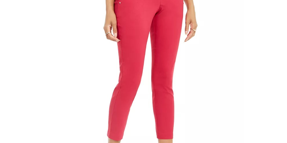 Thalia Sodi Women's Embellished Skinny Cropped Trousers Pink Size Large