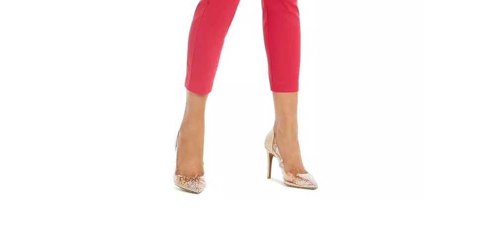 Thalia Sodi Women's Embellished Skinny Cropped Trousers Pink Size Large
