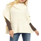 Anne Klein Women's Cowl Neck Mixed Stitch Poncho Sweater Pearl White Size 2XS