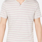 INC International Concepts Men's Striped Split Neck T-Shirt Beige Size XX-Large