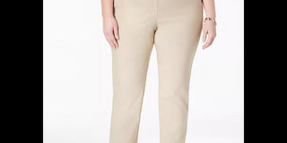 Charter Club Women's Plus Cambridge Tummy Control Pull On Pants Beige Size 28W