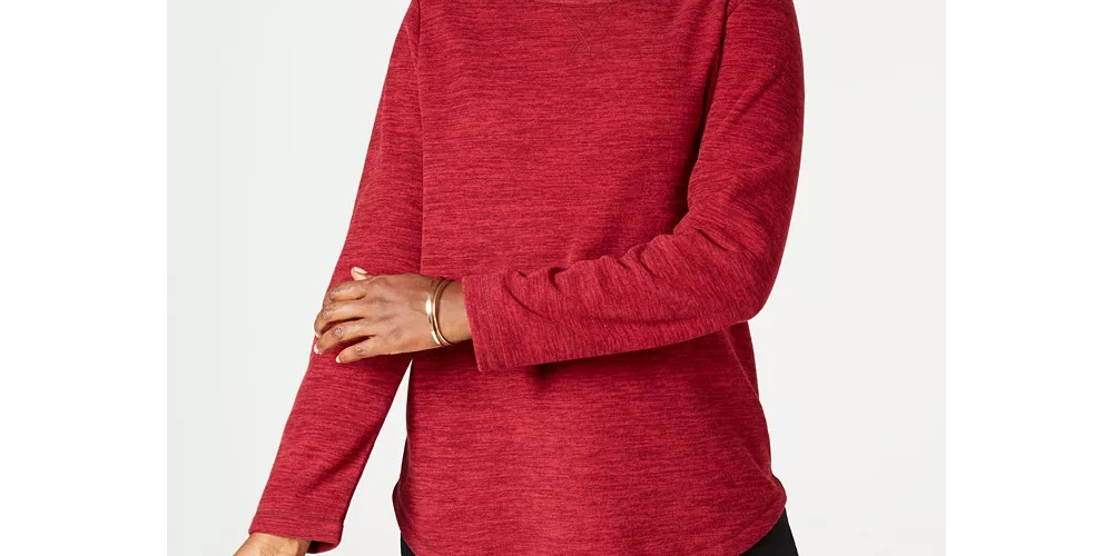 Karen Scott Women's Marled Sweatshirt Red Size Petite Small