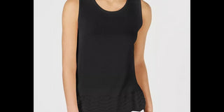 Charter Club Women's Sleeveless Zigzag Sweater Black Size X-Large