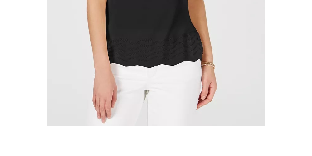 Charter Club Women's Sleeveless Zigzag Sweater Black Size X-Large