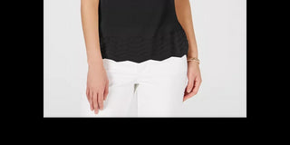 Charter Club Women's Sleeveless Zigzag Sweater Black Size X-Large