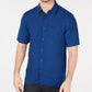Alfani Men's Lagoon Stretch Linen Blend Shirt Blue Size XX-Large