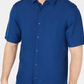 Alfani Men's Lagoon Stretch Linen Blend Shirt Blue Size XX-Large