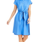 Charter Club Women's Cotton Tie Waist Fit & Flare Dress Blue Size -4