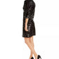 INC International Concepts Women's Petite Sequinned Velvet Sheath Dress Black Size Small
