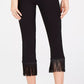 INC International Concepts Women's Fringe Trim Cropped Skinny Pants Black Size 18