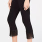 INC International Concepts Women's Fringe Trim Cropped Skinny Pants Black Size 18