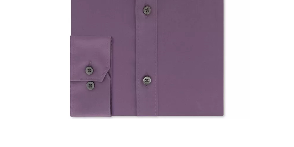 DKNY Men's Slim Fit Stretch Solid Dress Shirt Purple Size XL