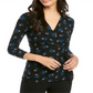 Anne Klein Women's Print Wrap Blouse Black Size M