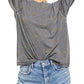 Free People Women's Tee Shirts Camo Arielle Long Sleeve Tee Gray Size X-Small