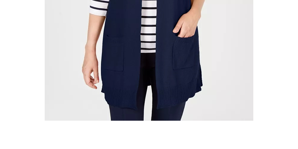 Karen Scott Women's Petite Open-Front Vest Blue Size 44