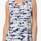 Alfani Women's Printed Grommet Neck Top Blue Size PL