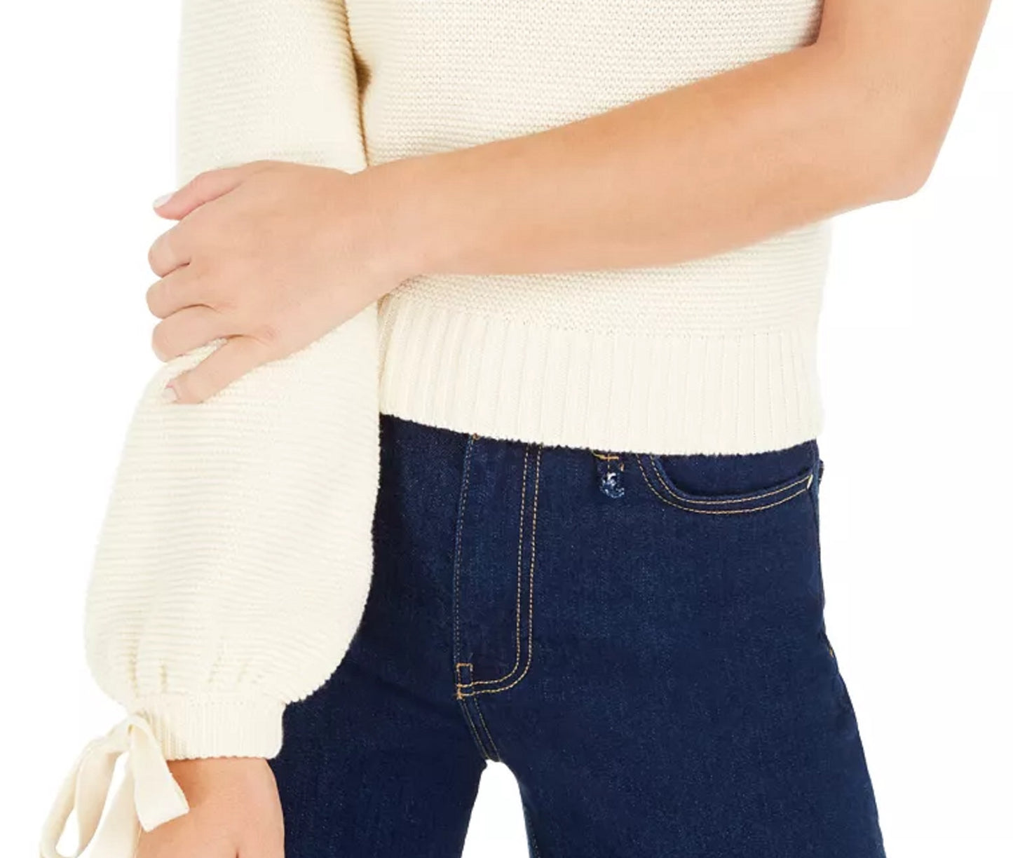 Bar III Women's Long Sleeve Asymmetrical Neckline Sweater White Size Large