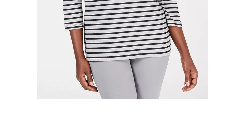Karen Scott Women's Striped Top Charcoal Size PXL