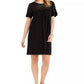 Style & Co Women's Eyelet Flutter Sleeve T-Shirt Dress Black Size Large
